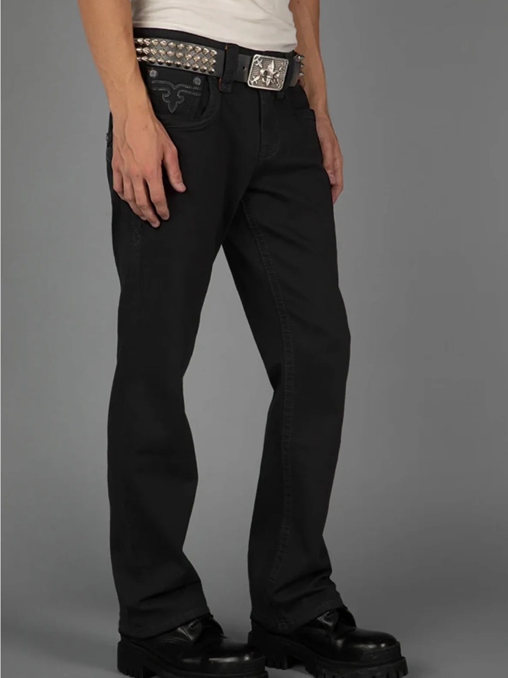 Rock Revival Men's Black Straight Jeans
